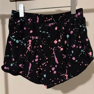 Justice Athletic Shorts with Pink and Blue Splatter